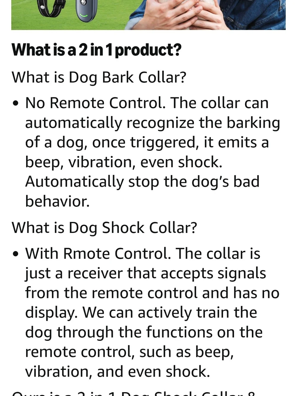 2-in-1 Dog Shock Collar & Dog Bark Training Collar